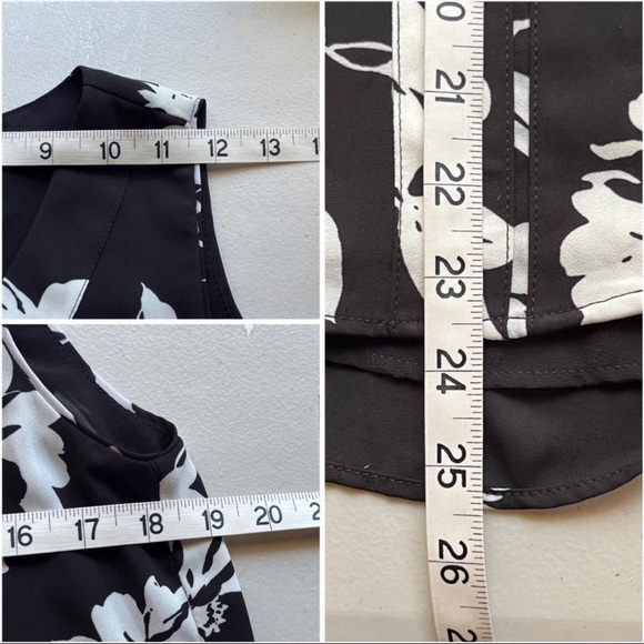 T Tahari black white floral sleeveless pullover blouse flowy relaxed fit XS - Picture 5 of 8